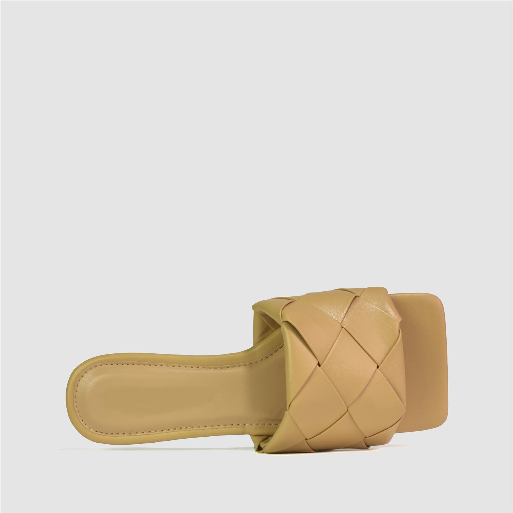 Extra Square Toe Quilted Sandal in Nude