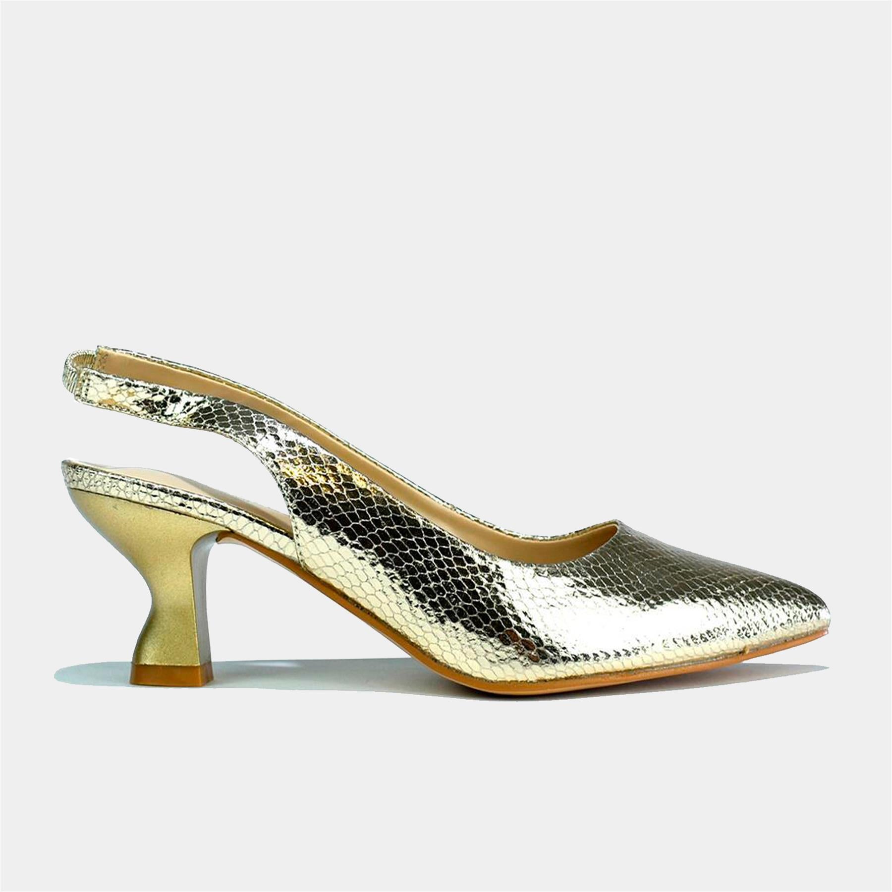 Slingback Kitten Heel Sandal in Shimmer Gold