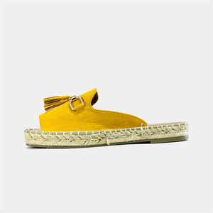 Slip on Flat with Stylish Tassel in Yellow