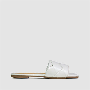 Extra Square Toe Quilted Sandal in White