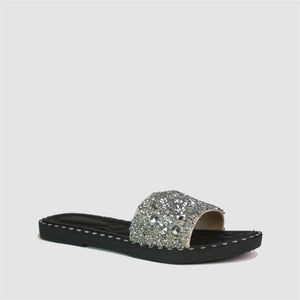 Glitter Glam Flat Slider in Silver