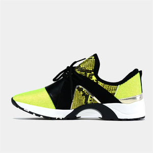 Lace Up Fashion Trainer in Neon Yellow Glow