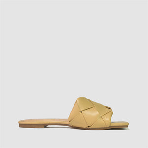 Extra Square Toe Quilted Sandal in Nude