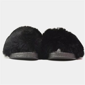 Ultra Fluffy Faux Fur Slider in Black