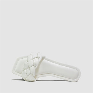 Quilted Strap Square Toe Slider in White