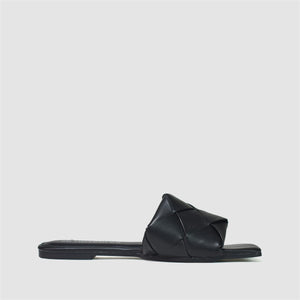 Extra Square Toe Quilted Sandal in Black