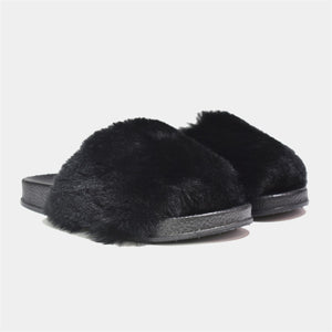 Ultra Fluffy Faux Fur Slider in Black