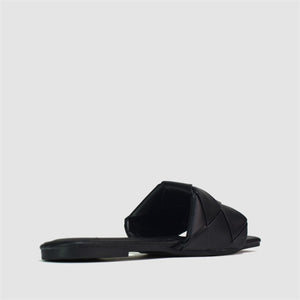 Extra Square Toe Quilted Sandal in Black