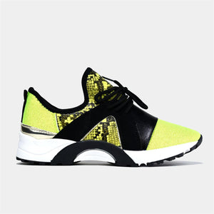 Lace Up Fashion Trainer in Neon Yellow Glow