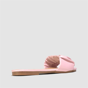 Ruched Strap Flat Sandals in Pink