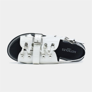 Metal Buckle Strap Slider in White