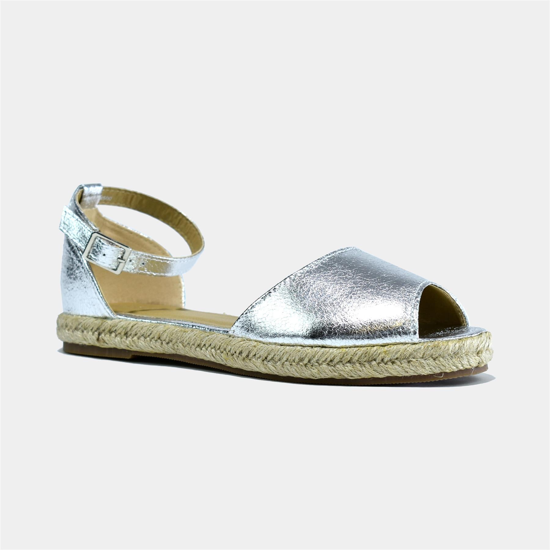 Peep Toe Espadrilles in Silver