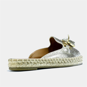 Slip on Flat with Stylish Tassel in Light Gold